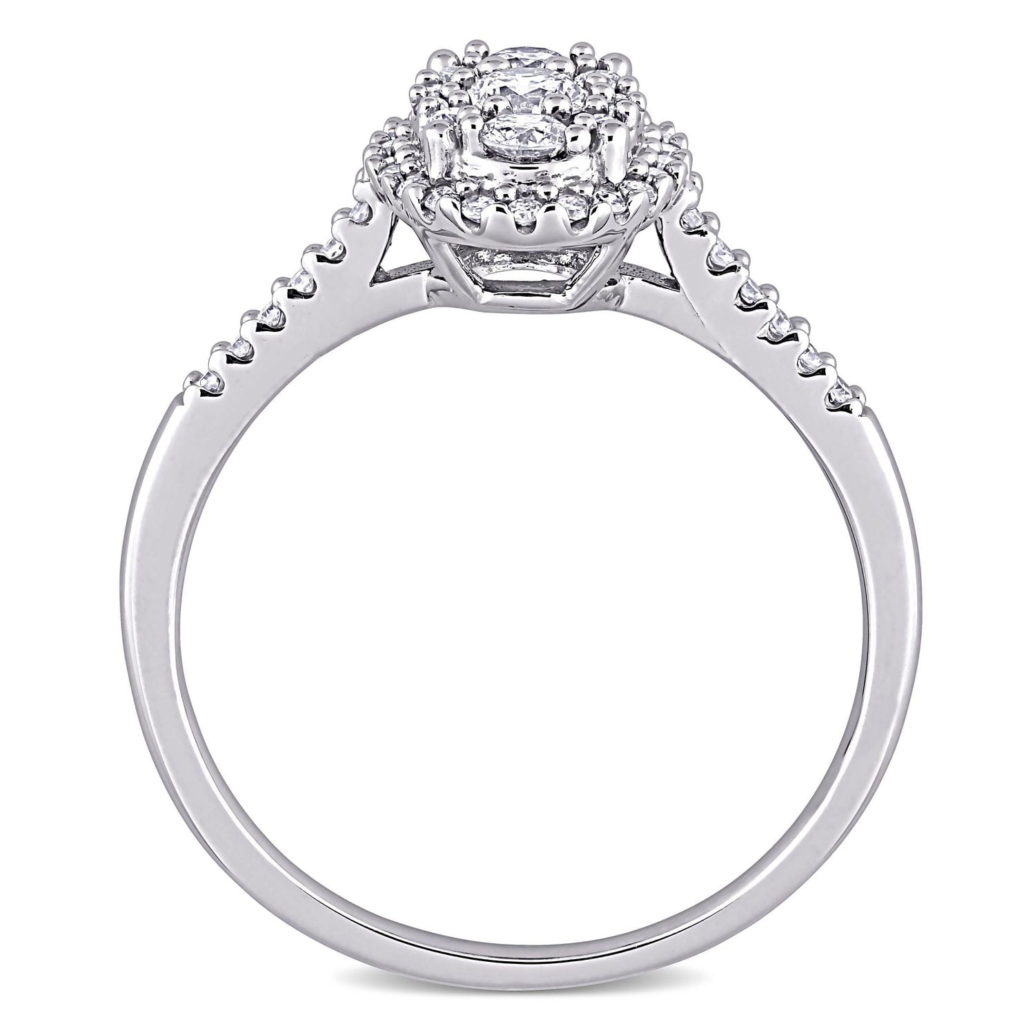 Miabella 1/2 Carat T.W. Diamond 10K White Gold Oval Cluster Engagement Ring