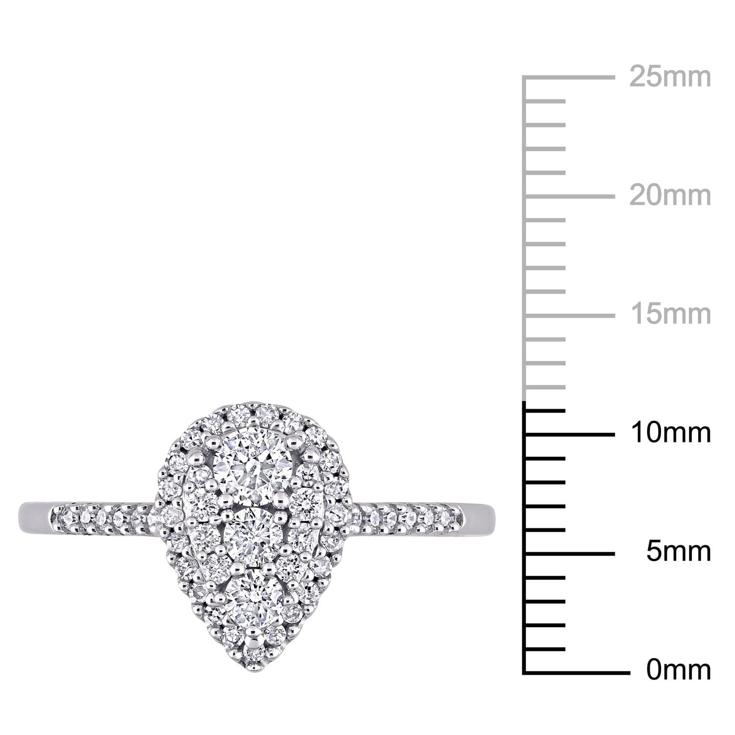 Miabella 1/2 Carat T.W. Diamond 10K White Gold Halo Teardrop Cluster Engagement Ring