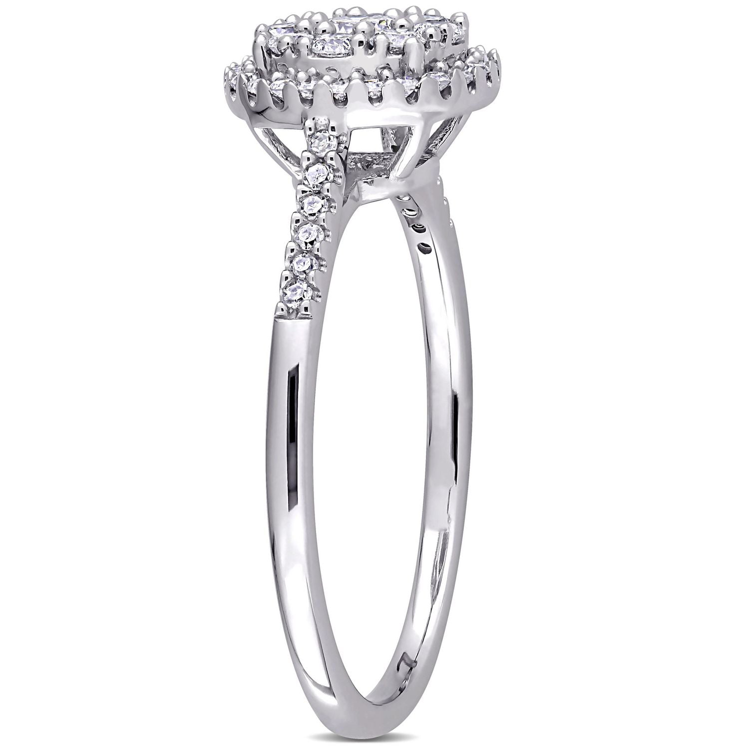 Miabella 1/2 Carat T.W. Diamond 10K White Gold Cluster Engagement Ring