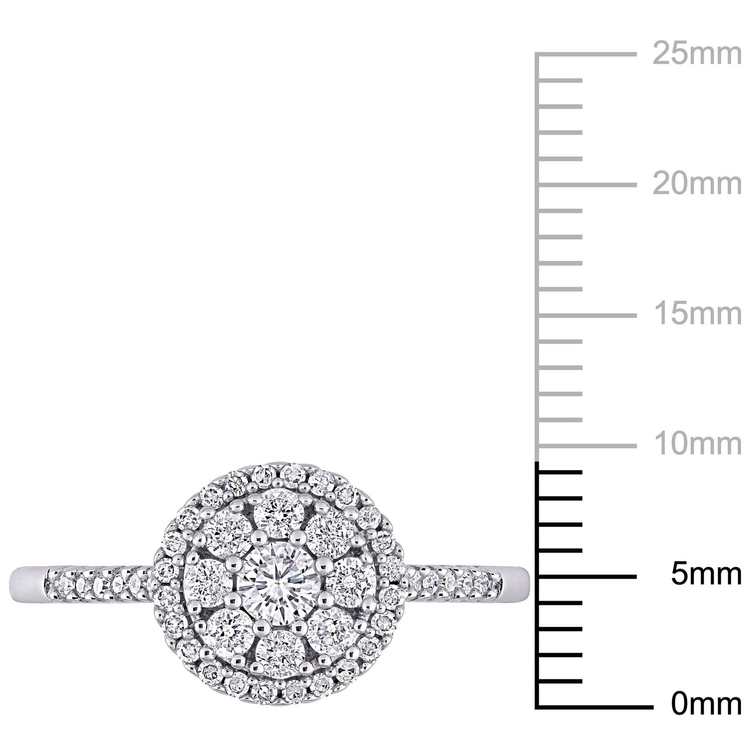 Miabella Bague de fiançailles a grappe en or blanc 10K avec diamant 1/2 carat P.T.