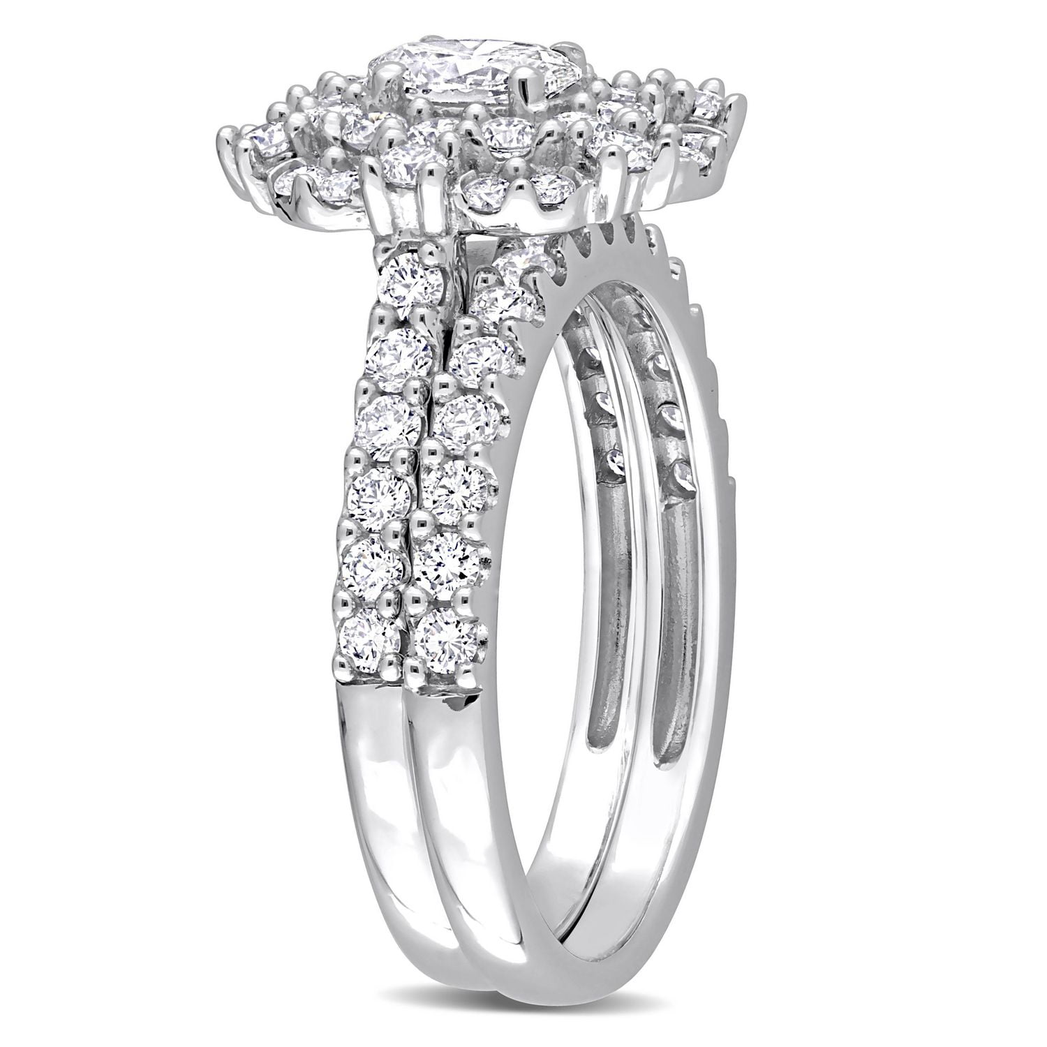 Miabella 1-1/2 Carat T.W. Diamond 14K White Gold Double Halo Bridal Ring Set