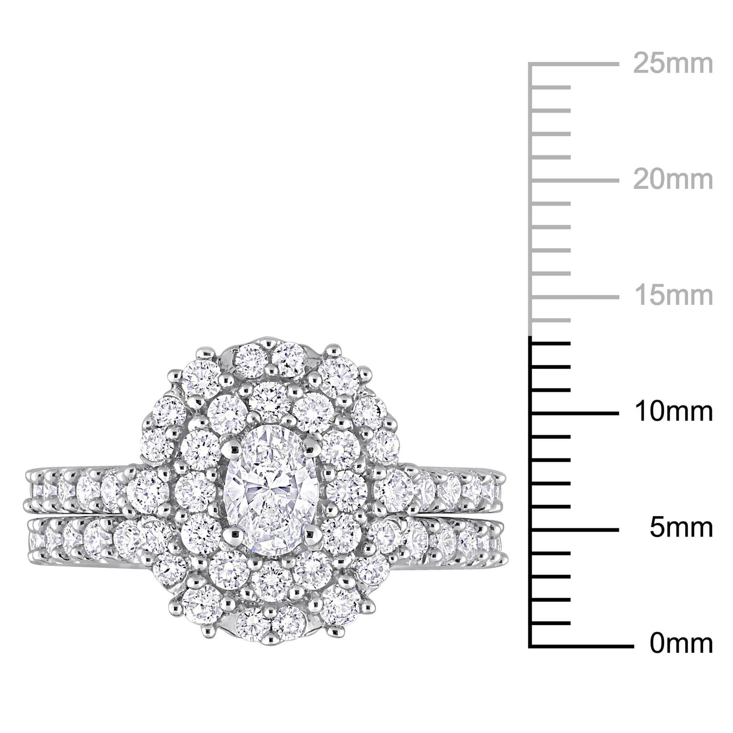 Miabella 1-1/2 Carat T.W. Diamond 14K White Gold Double Halo Bridal Ring Set