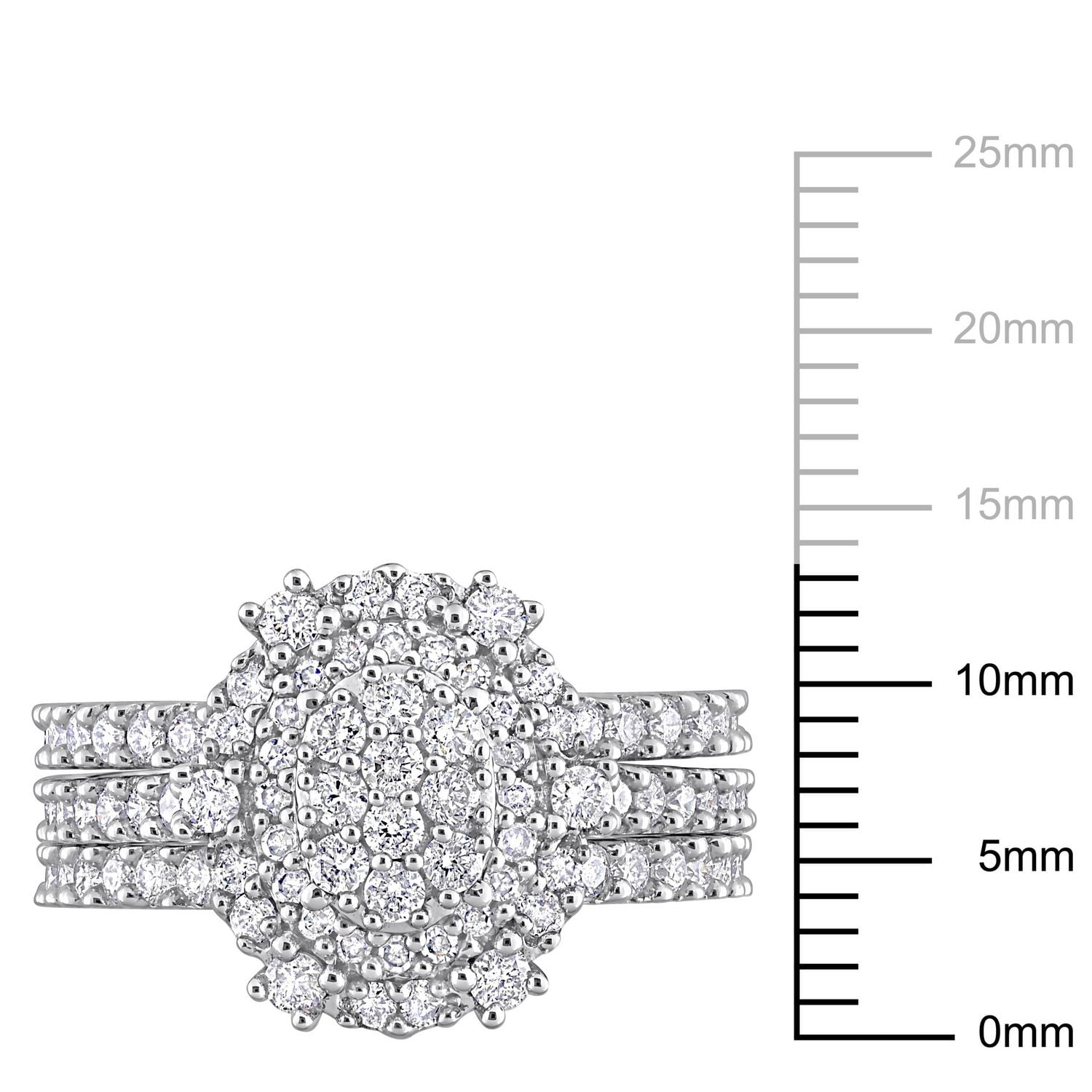 Miabella 1-1/2 Carat T.W. Diamond 10K White Gold Double Halo 3-Piece Bridal Ring Set