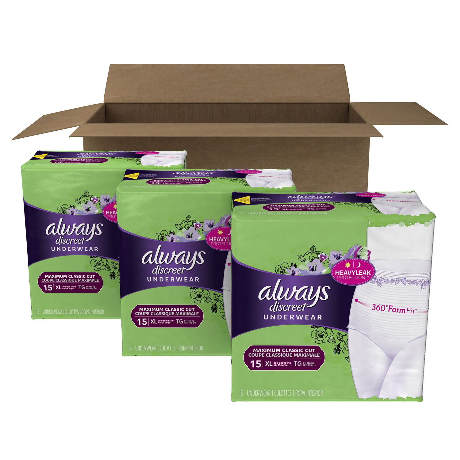 Always Discreet, Incontinence Underwear for Women, Maximum Classic Cut