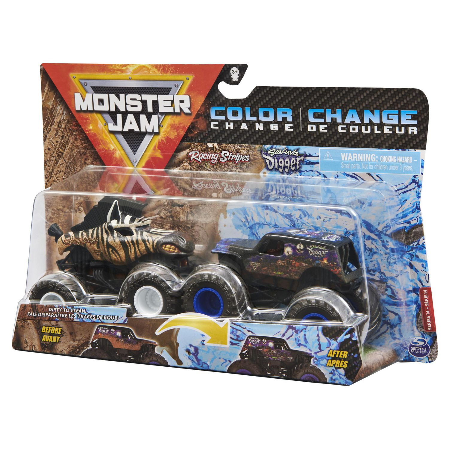 Monster Jam, Official Racing Stripes vs. Son-Uva Digger Color-Changing  Die-Cast Monster Trucks, 1:64 Scale | Walmart Canada