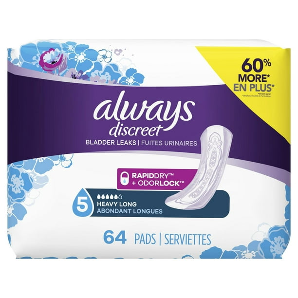Serviettes d’incontinence longues Always Discreet, protection maximale