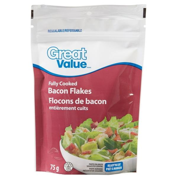 Flocons de bacon entièrement cuits de Great Value 75 g