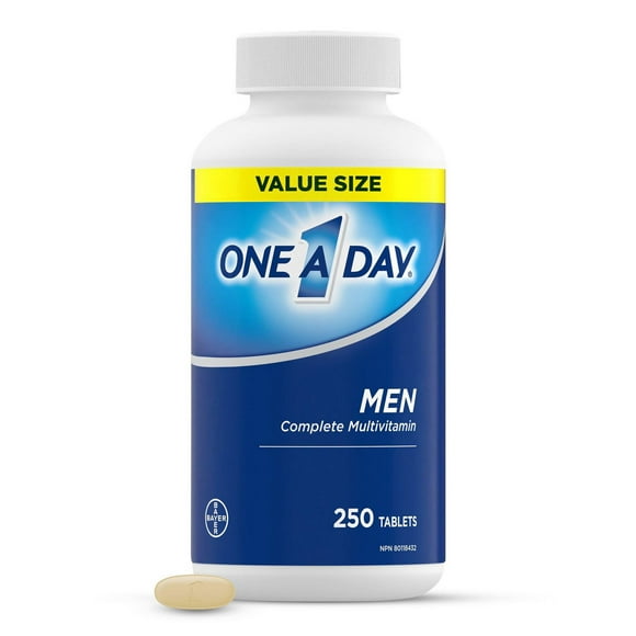 Multivitamines One A Day pour hommes – Vitamines quotidiennes pour hommes, contenant des vitamines A, C et D et du zinc pour soutenir la santé immunitaire, des vitamines E et B12, du magnésium et du calcium 250 comprimés