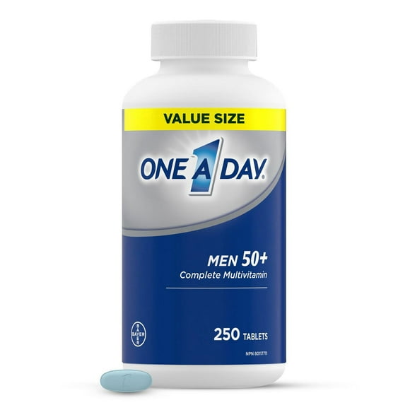 Multivitamines One A Day pour hommes de 50 ans et plus – Vitamines quotidiennes pour hommes contenant des vitamines A, B, C, D et E, du calcium, du sélénium, du magnésium et du zinc 250 comprimés