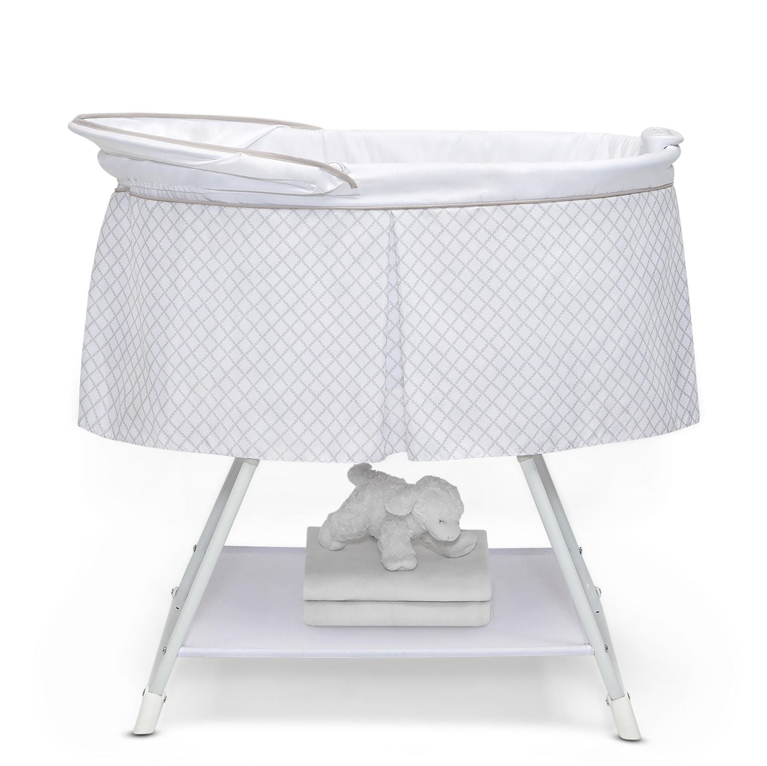 Delta Children Soothing Dreams Deluxe Rocking Bassinet Grey Lattice Bassinet