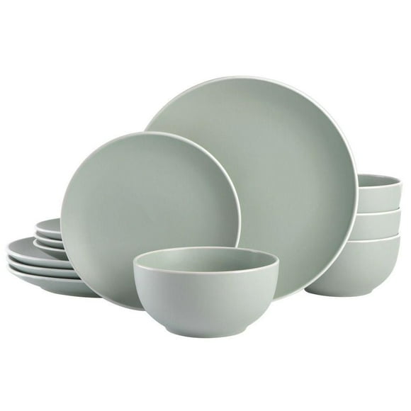 Tia Mowry 12 Piece Stoneware Dinnerware Set, Green