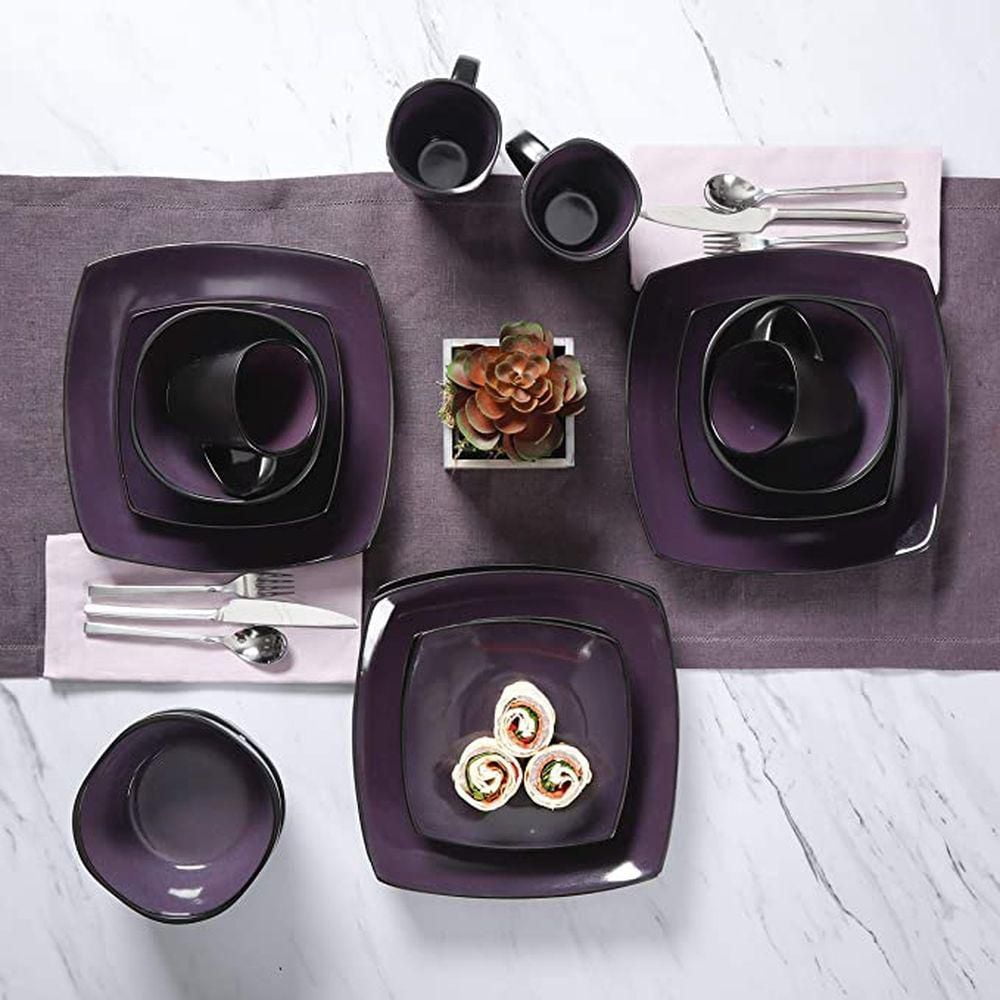 Purple square dinnerware sets best sale