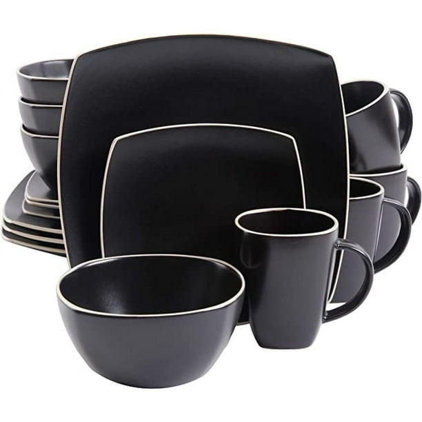 Gibson Elite Soho Lounge Square 16 Piece Stoneware Dinnerware Set
