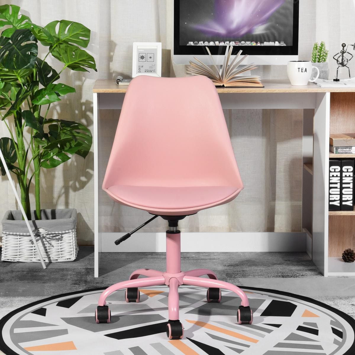 Office Chair Pink Pu Cushion Ergonomic Task Chair Walmart Canada