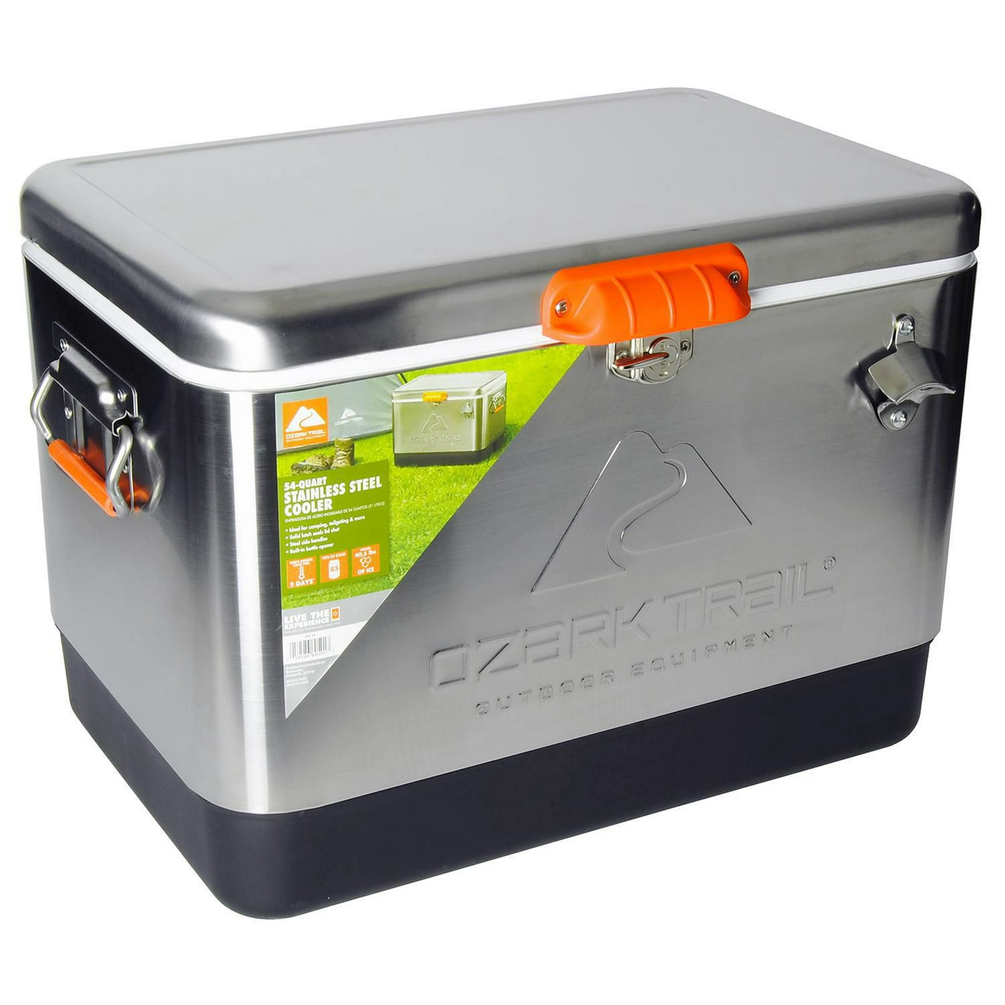 Ozark Trail 85 Can Stainless Steel Ice Chest Cooler with Bottle Opener Ice  cooler (54 Quarts/51 Liters) 