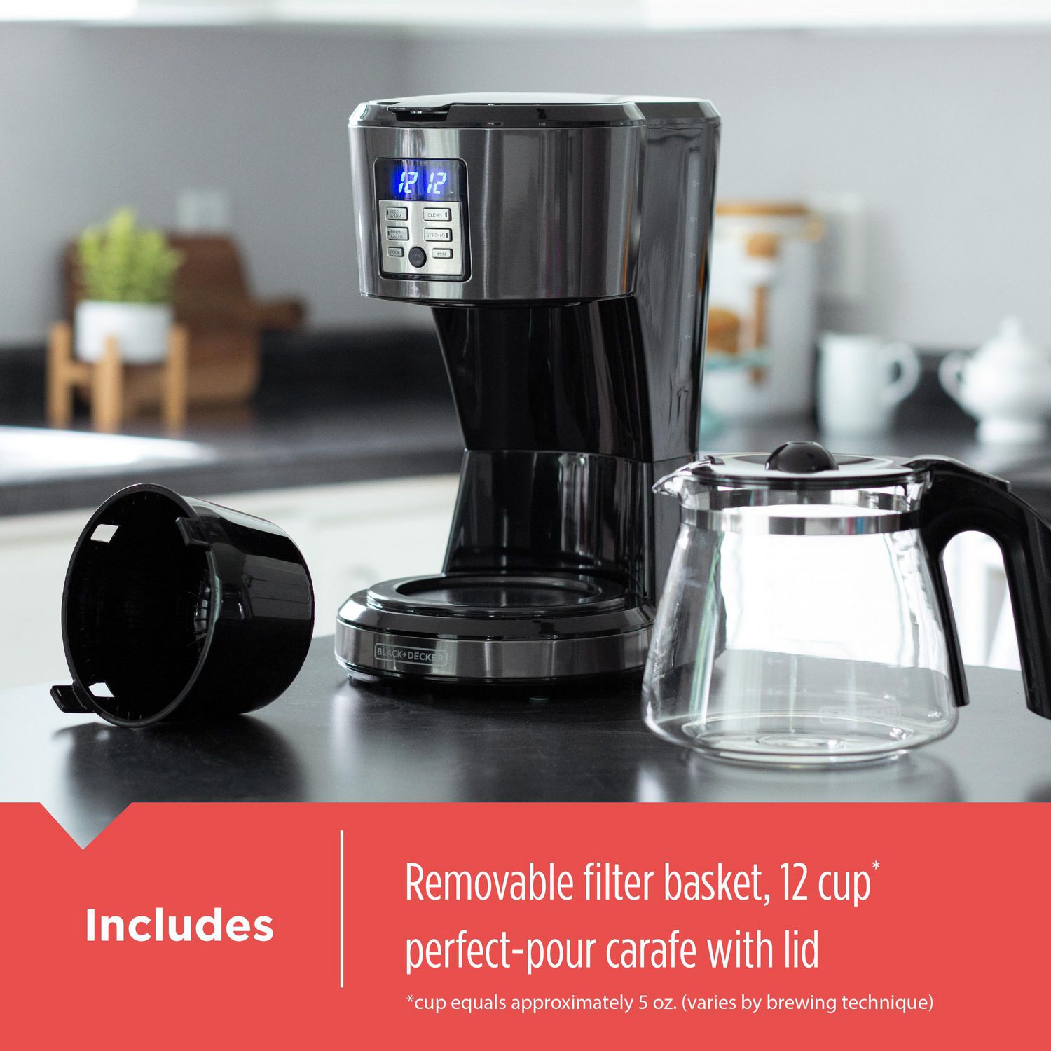 12 Cup Programmable Coffeemaker with Vortex Technology Design