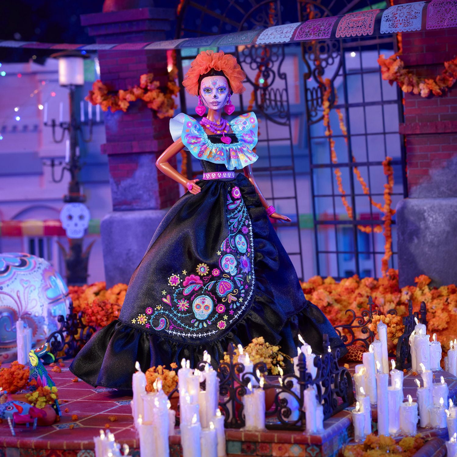 Barbie Signature Dia De Muertos 2024 Collectible Doll in Ruffled Black Gown Walmart