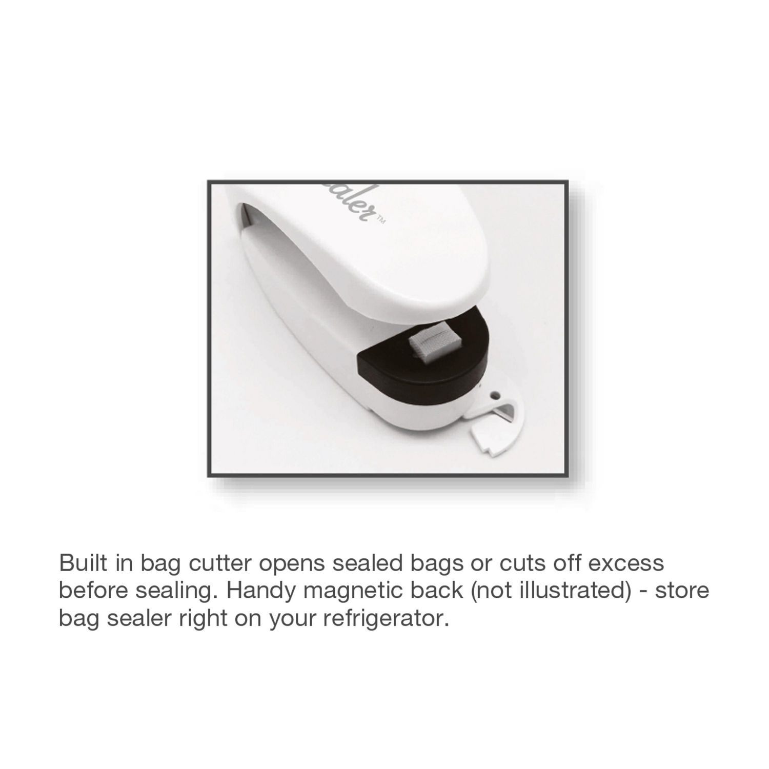 Salton SmartSealer™ 2-in-1 Portable Bag Sealer & Cutter w/ Magnetic Strip,  White