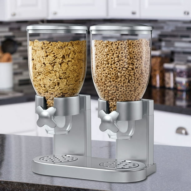 Double Dry Food and Cereal Dispenser with Portion Control