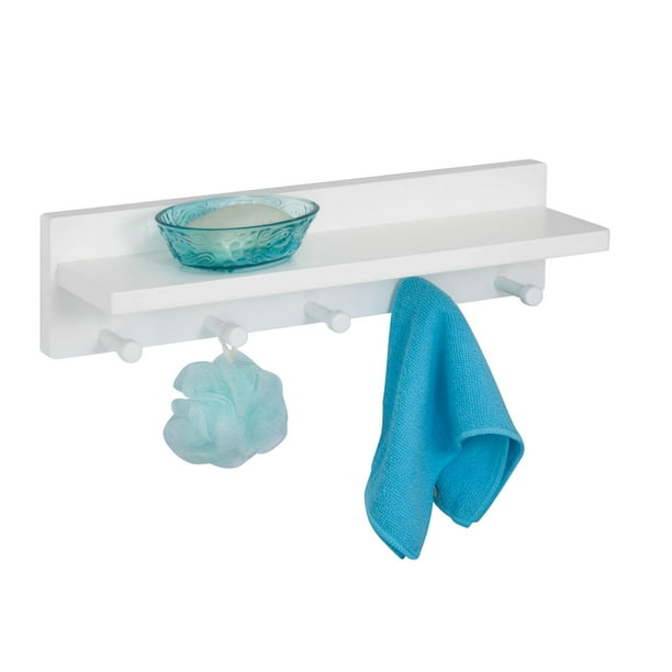 HoneyCanDo Honey Can Do White Wall Shelf with 5 Pegs Walmart.ca