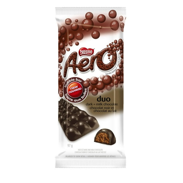 Barre aux bulles de chocolat noir et chocolat au lait Aero Duo de Nestlé