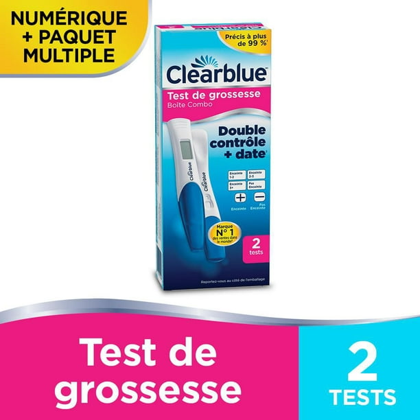 Ensemble Test de grossesse Clearblue avec double vérification et date –  avec indicateur de semaines & Détection rapide Trousse économique, 2 unités  