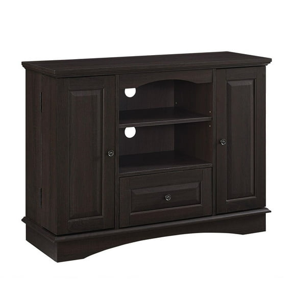 Console haute en bois pour téléviseur et rangement médias en bois de 106,6 cm (42 po) - Expresso