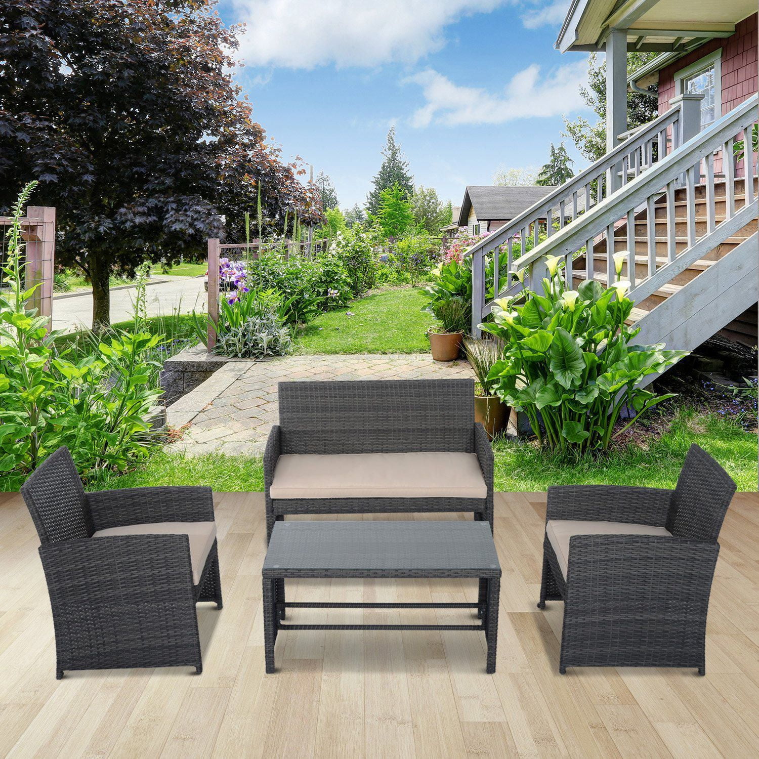 Outsunny 4Pcs Rattan Sofa Set Walmart Canada