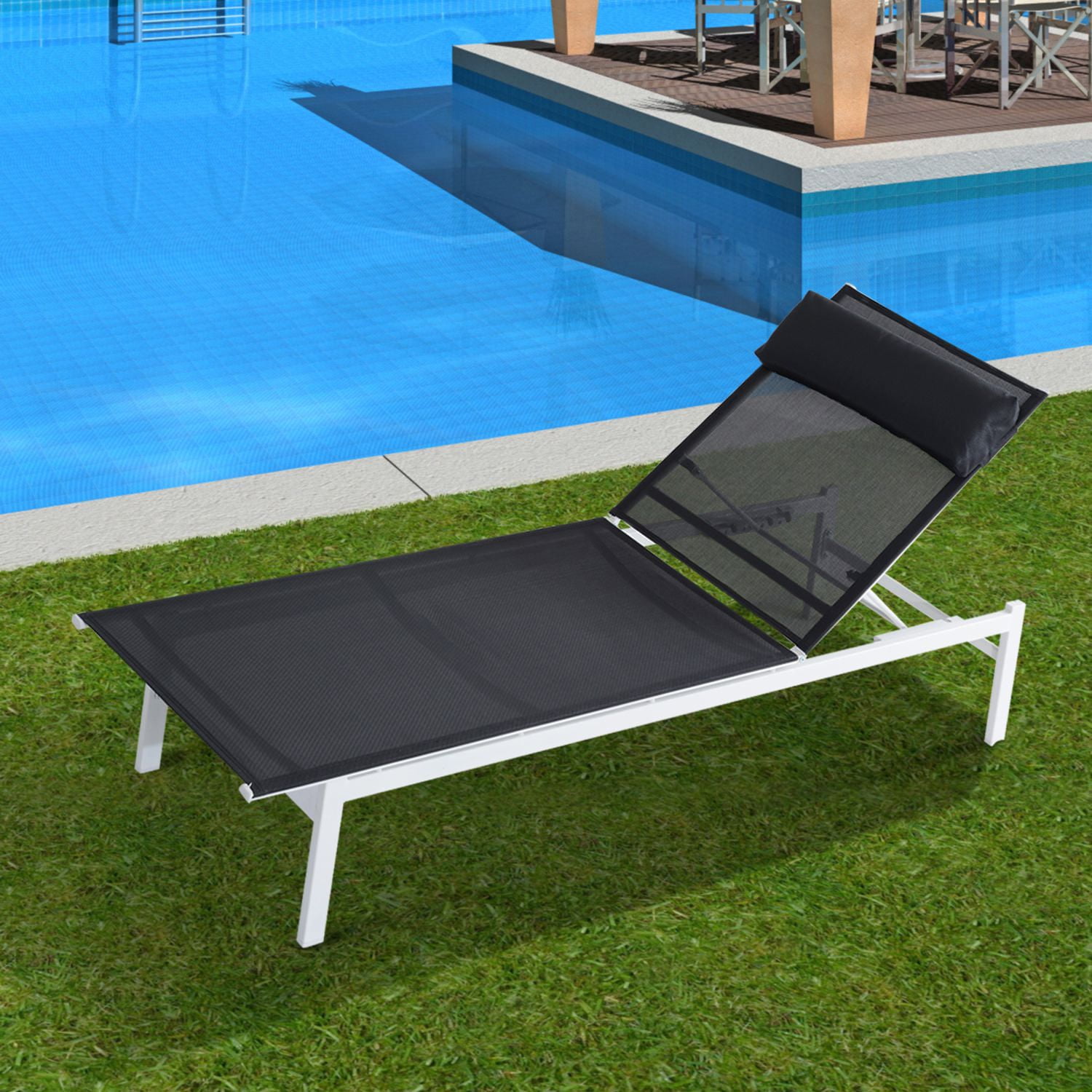 Outsunny Adjustable Reclining Lounge Chair w/ Pillow Walmart Canada