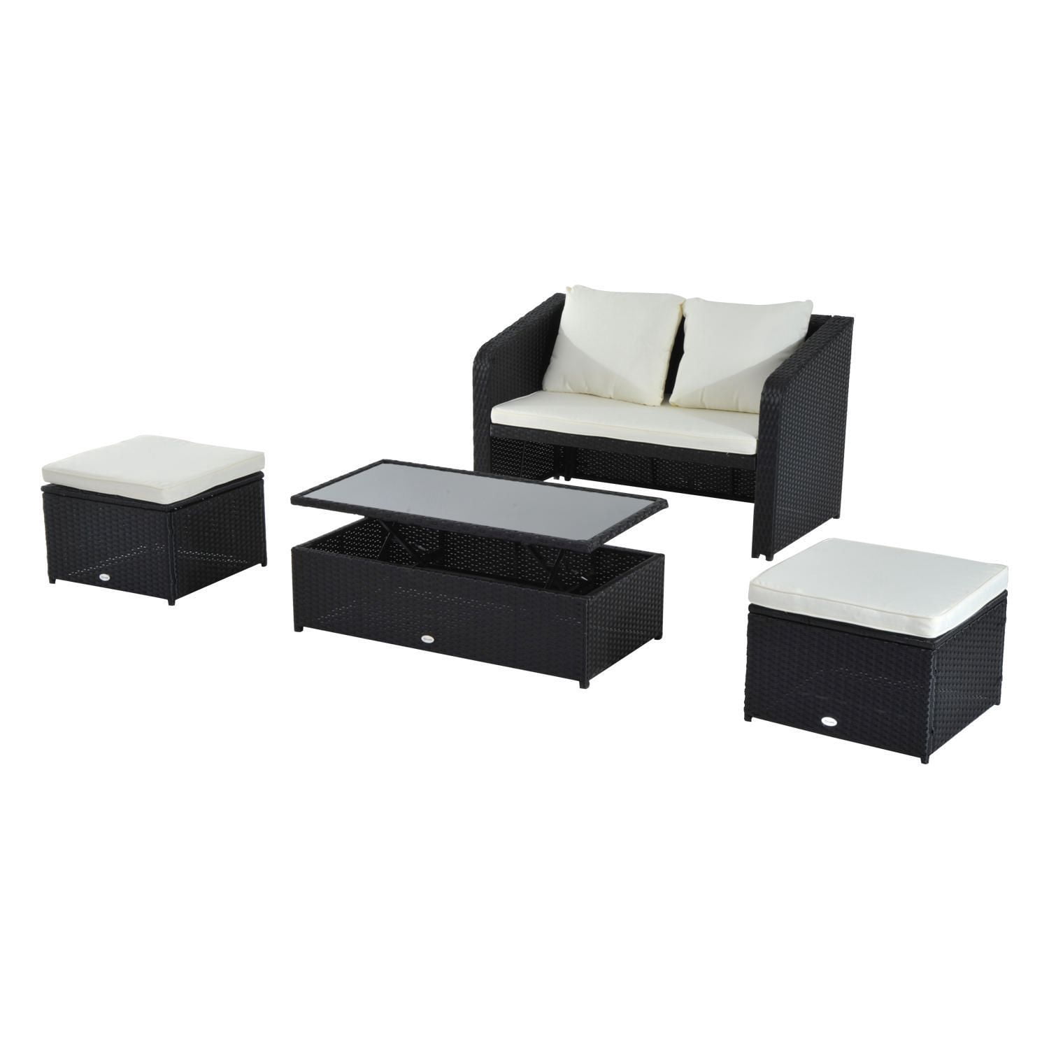 Outsunny 4Pc Rattan Outdoor Patio Furniture Set Walmart Canada