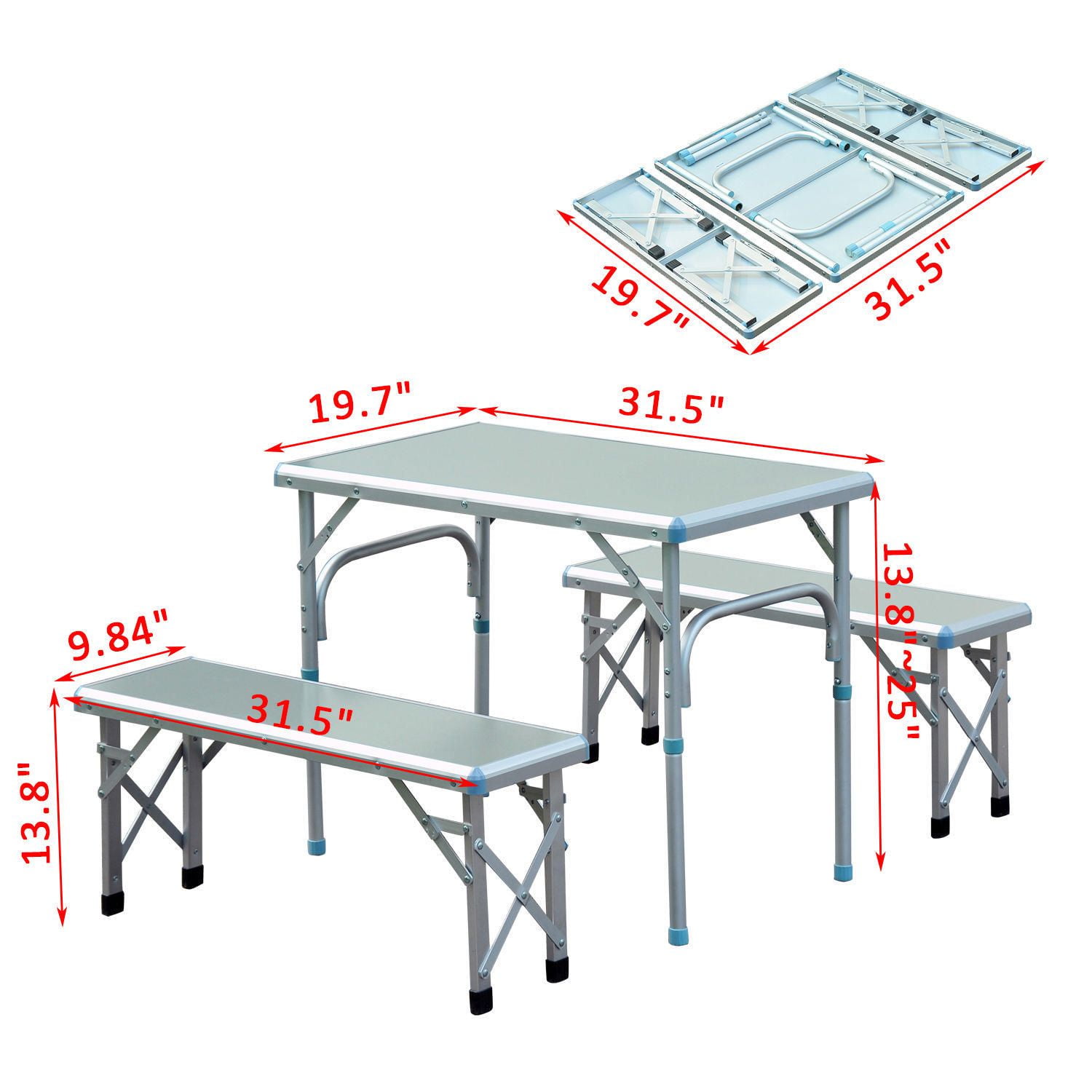 Outsunny Aluminum Adjustable Outdoor Folding Picnic Table Walmart Canada