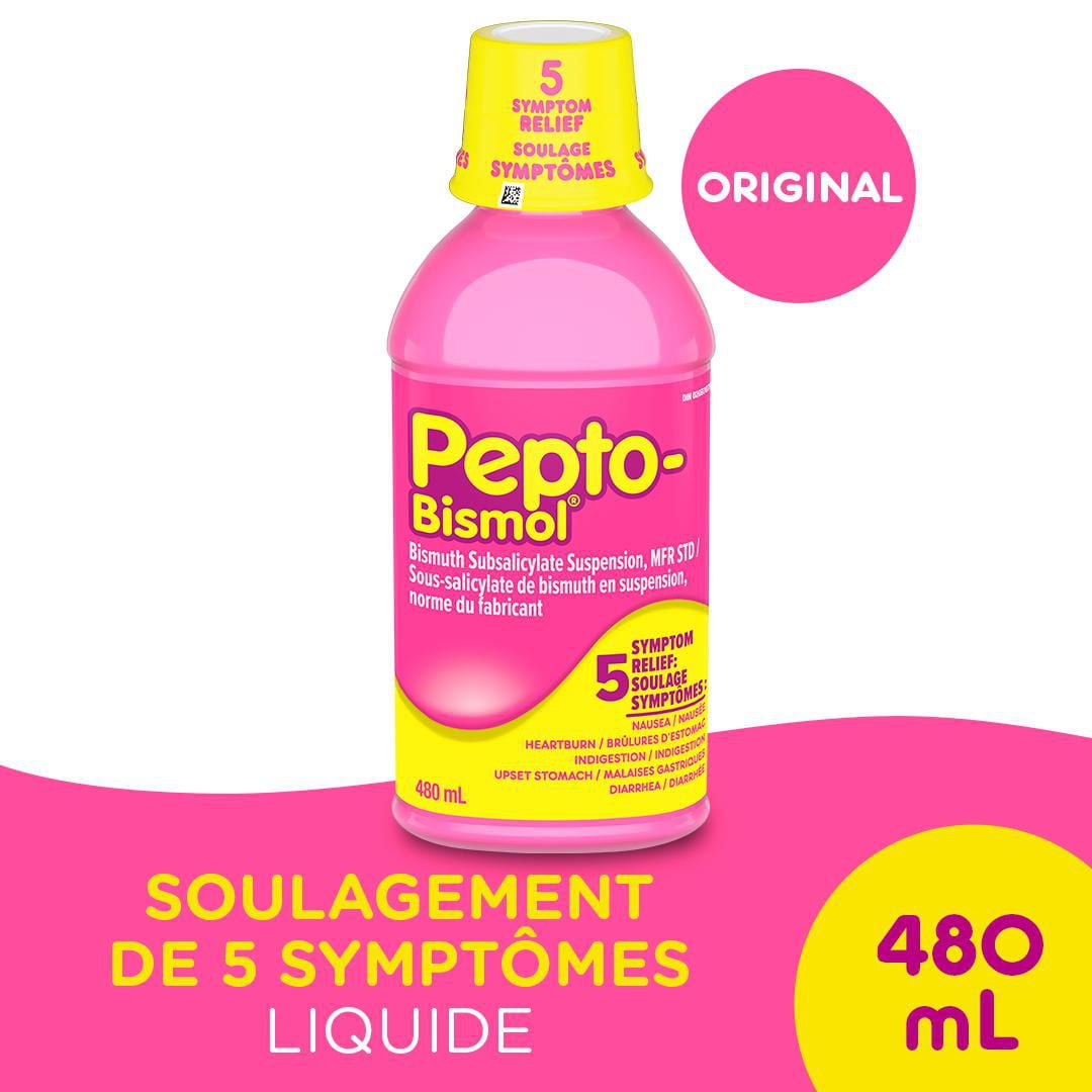 Pepto Bismol Liquid for Nausea, Heartburn, Indigestion, Upset Stomach, and  Diarrhea Relief, Original Flavor, 480 mL 