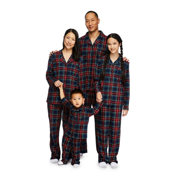 Pyjama 2 pièces avec haut à col cranté au thème familial George pour femmes