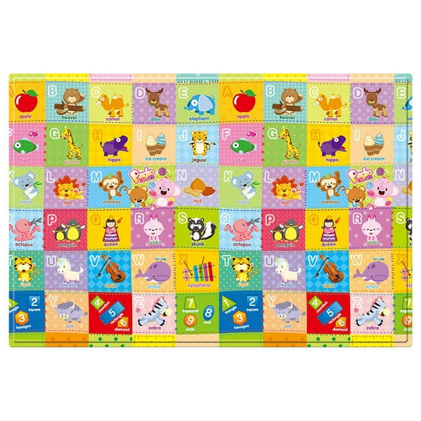 Tapis de Jeu Bébé Réversible 200x180cm, Tapis d'éveil Enfant Pliable  Imperméable Double Face, Matériau XPE, Poissons+Carte