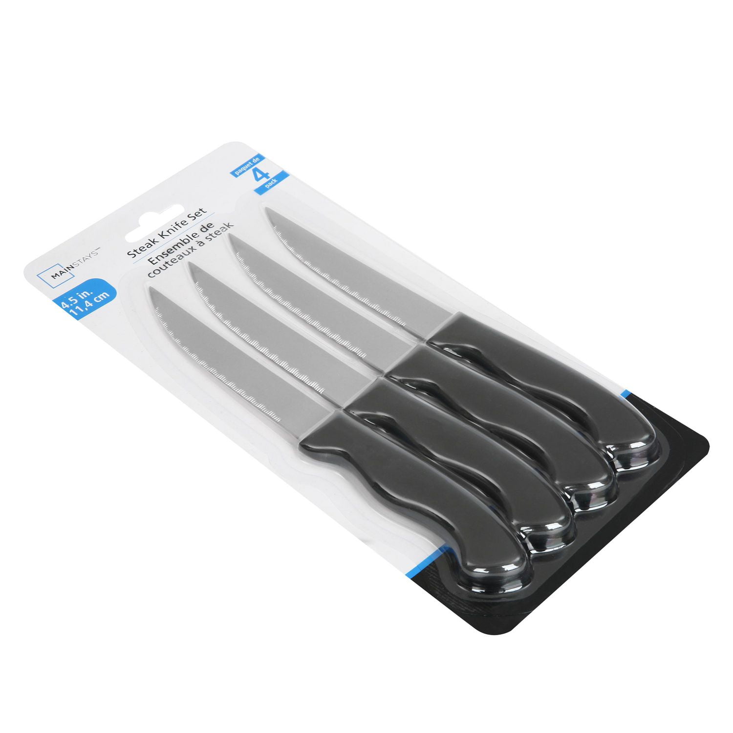 Mainstays 4-Piece Steak Knife Set with Soft Grip & Black Handles, Mainstays  4Pc Steak Knives 