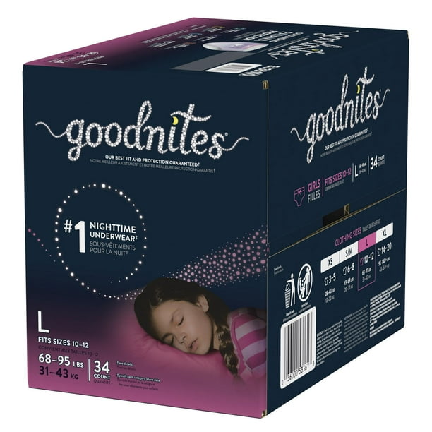Huggies Goodnites Girls Bedwetting Night Time Underwear, Goodnites, XL  (95-140+ lb.), 28 Ct : : Health & Personal Care