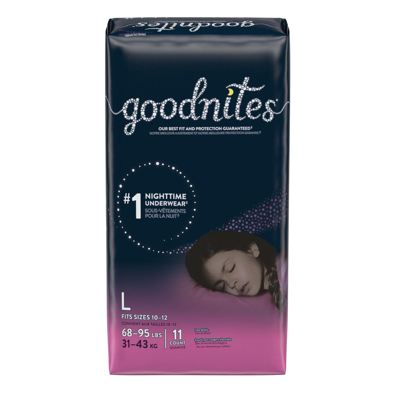 GoodNites Bedtime Bedwetting Underwear for Girls, L-XL, 24 Ct