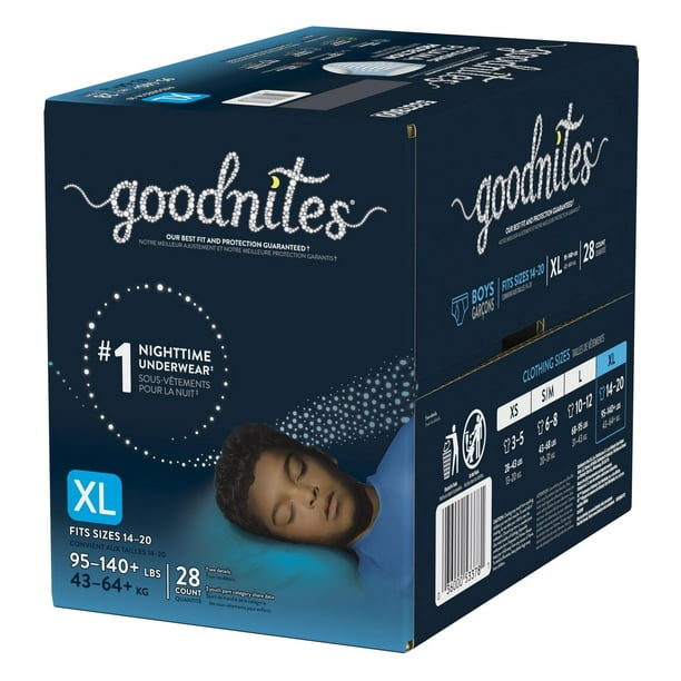 Goodnites Boys' Nighttime Bedwetting Underwear, Giga Pack, XS, S/M