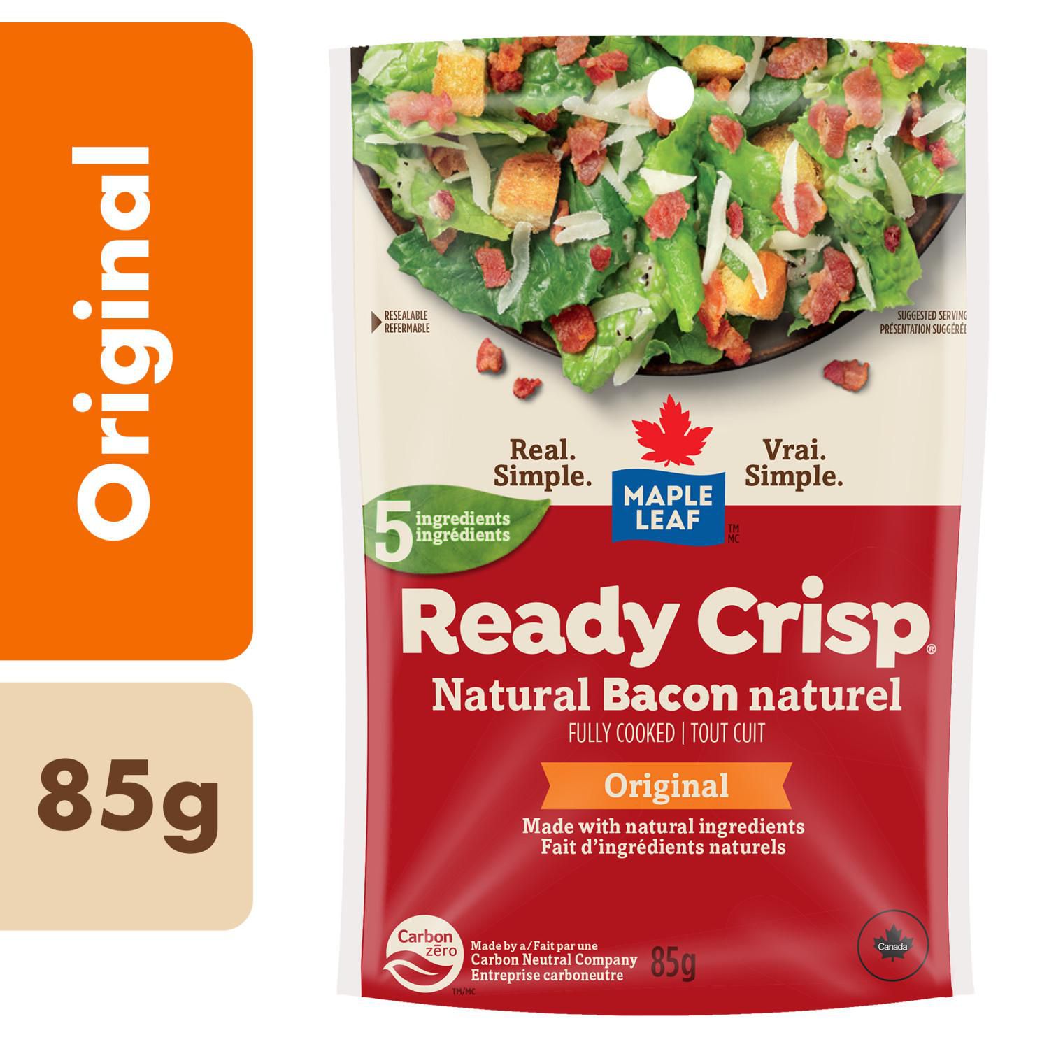 Miettes de bacon naturel tout cuit Ready Crisp Maple Leaf 85 g
