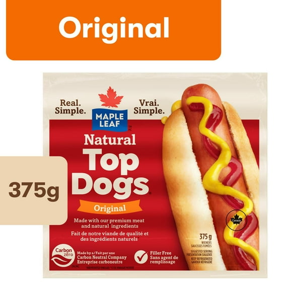 Saucisses fumées originales Natural Top Dogs Maple Leaf 375 g