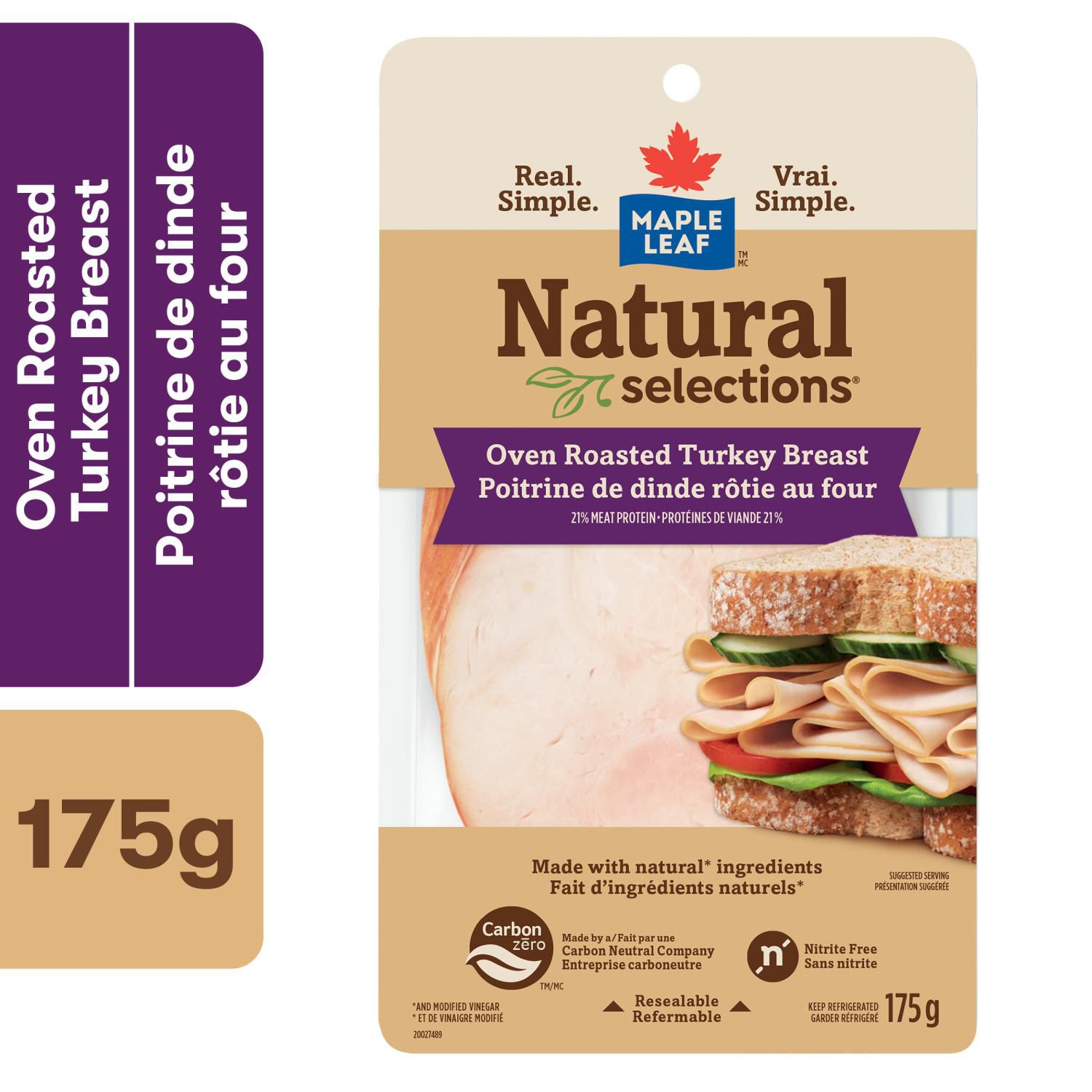 Maple Leaf Natural Selections Sliced Deli Turkey Breast Oven Roasted, 175 g