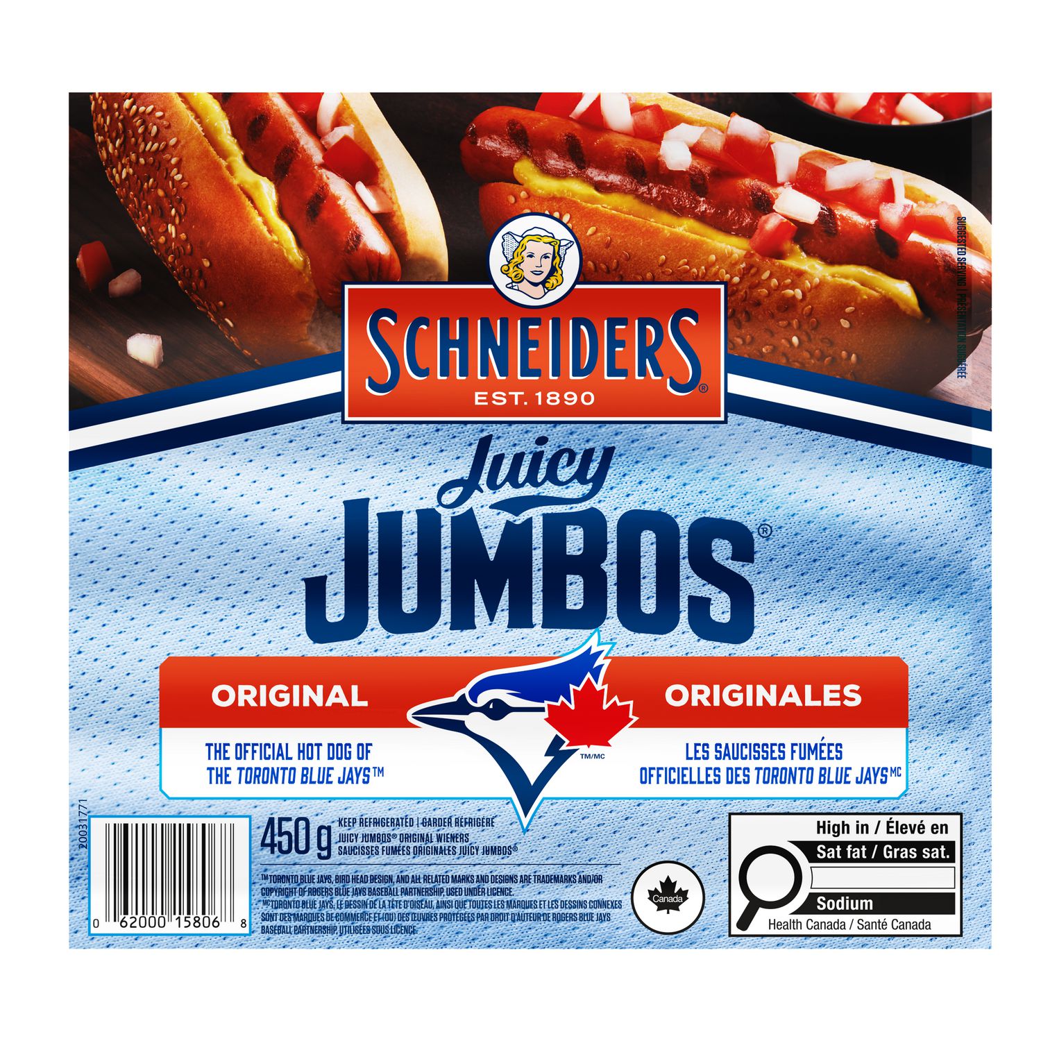 Schneiders Juicy Jumbos Original Hot Dogs, 450 g