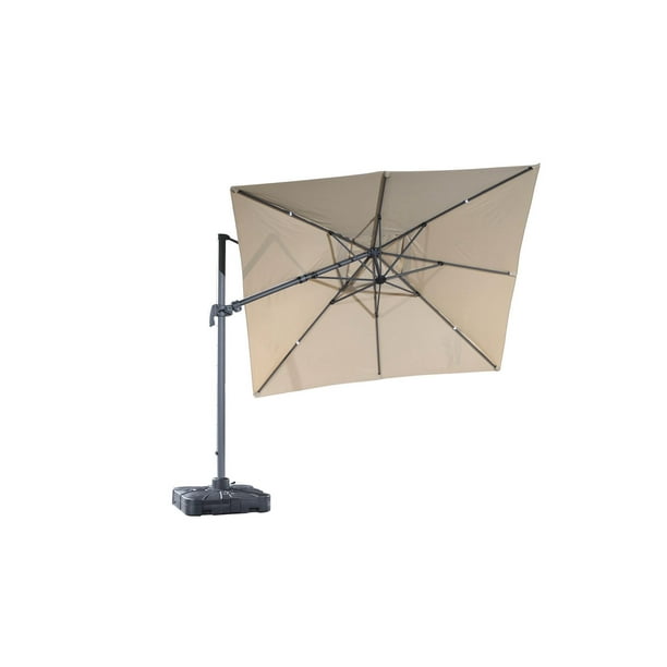 SABIA Parapluie carré en porte-à-faux de 10 pi avec base 