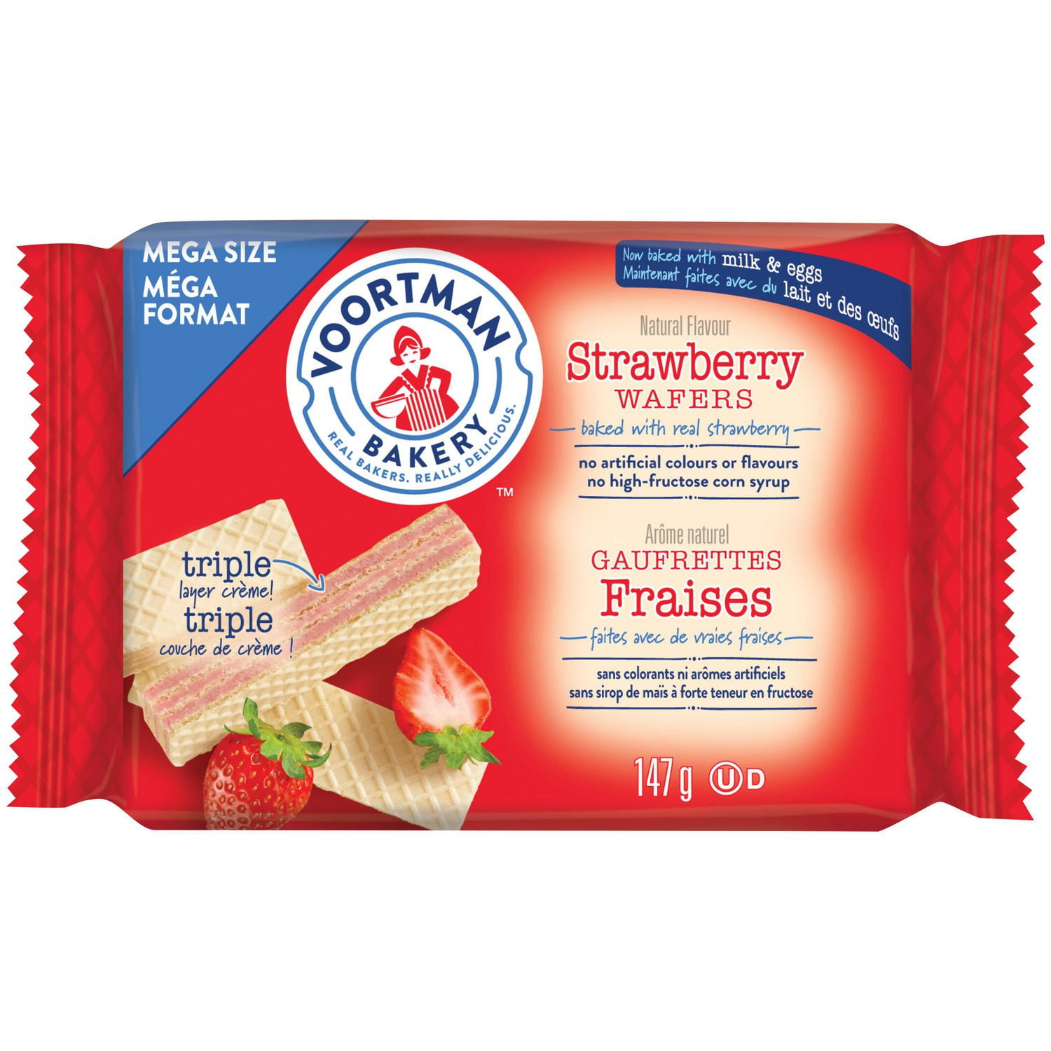 VOORTMAN Strawberry Wafers, Mega Size
