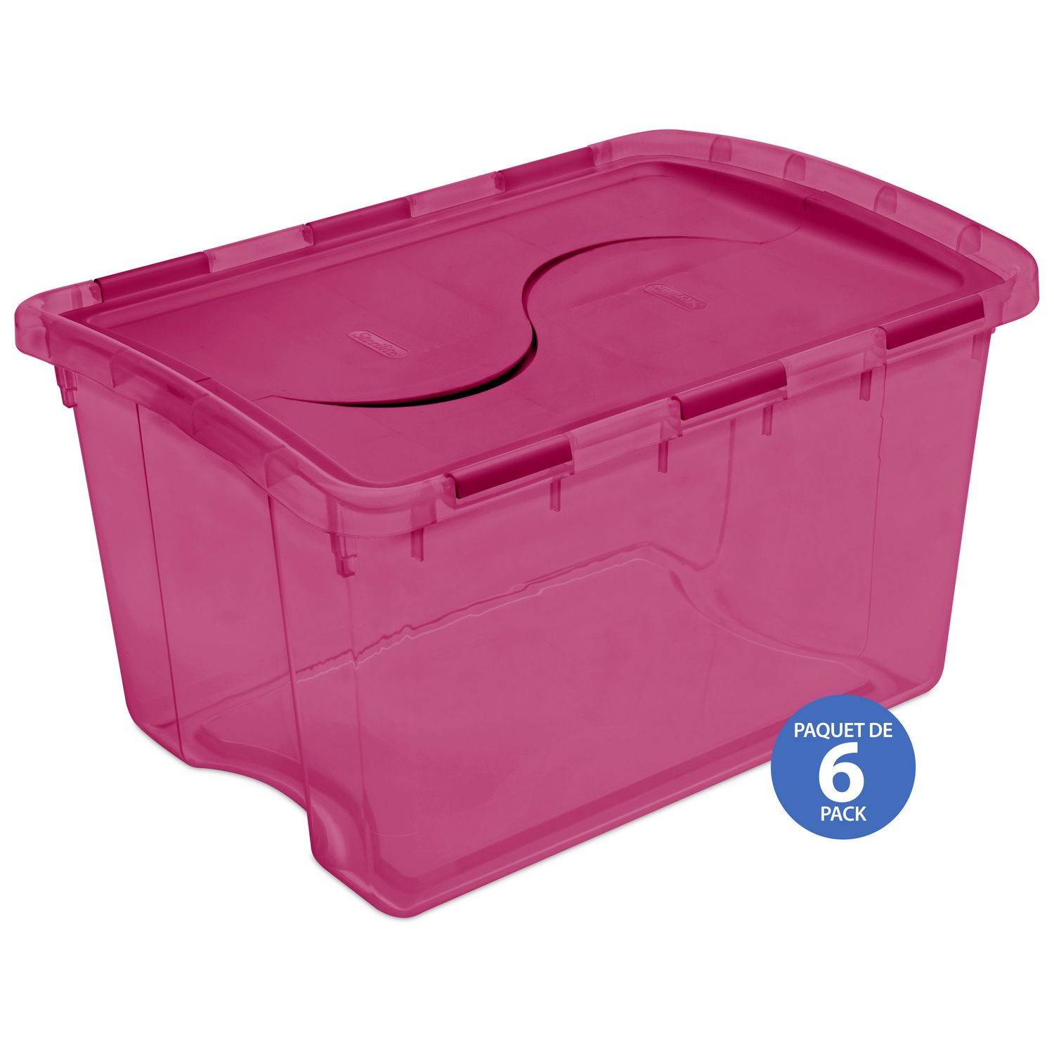 Sterilite 45L Hinged Lid Storage Box- Pink- 6PK | Walmart Canada