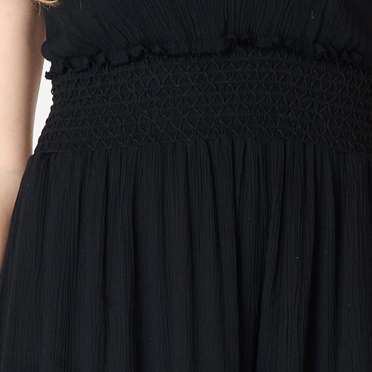 DV robe Maxi à manches courtes, taille smockée et à volants