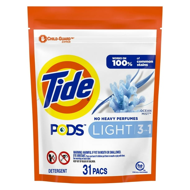 Tide PODS Light Laundry Detergent Pacs, Ocean Mist Scent, Powerful ...