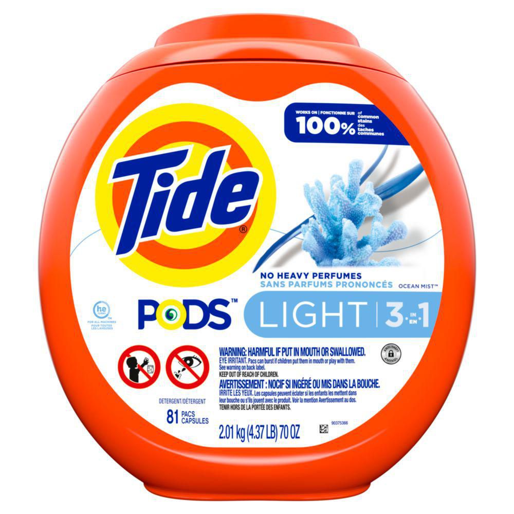 Tide PODS Light Laundry Detergent Pacs, Ocean Mist Scent, Powerful