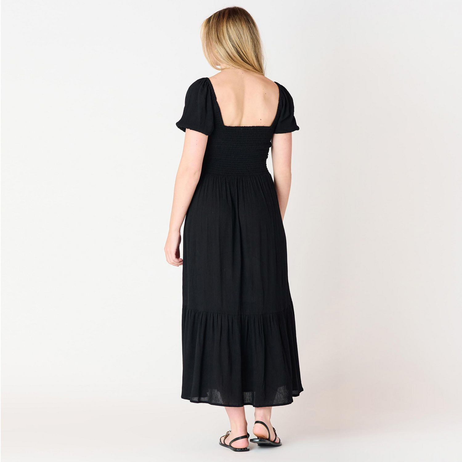 DV S/S smocked waist tiered Maxi dress
