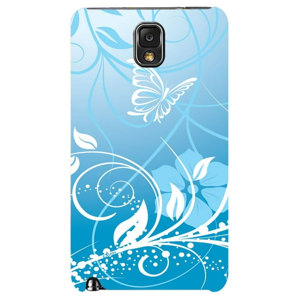 Étui Exian pour Samsung Galaxy Note 3 à motif de papillons et fleurs - bleu